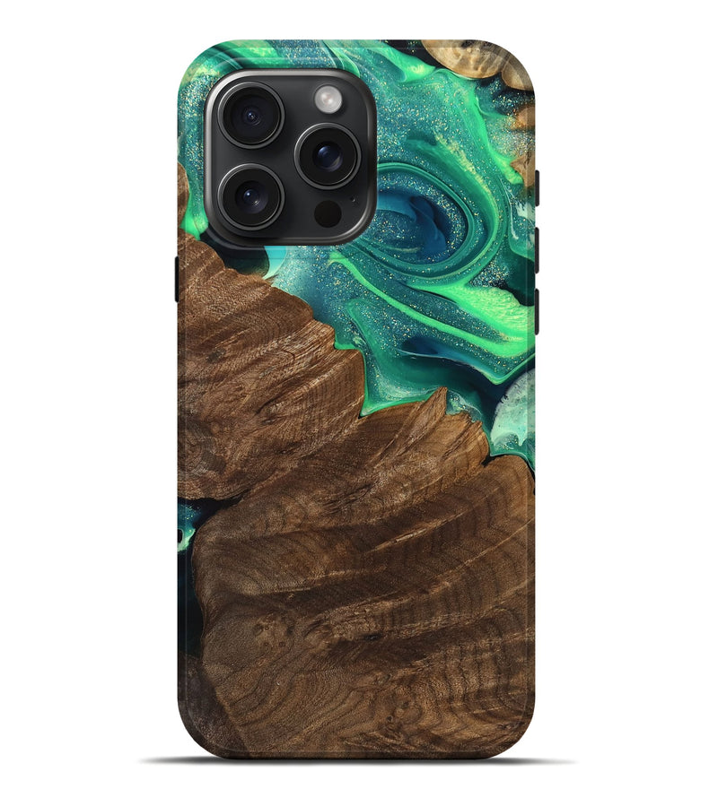iPhone 16 Pro Max Wood Live Edge Phone Case - Giada (Green, 755058)