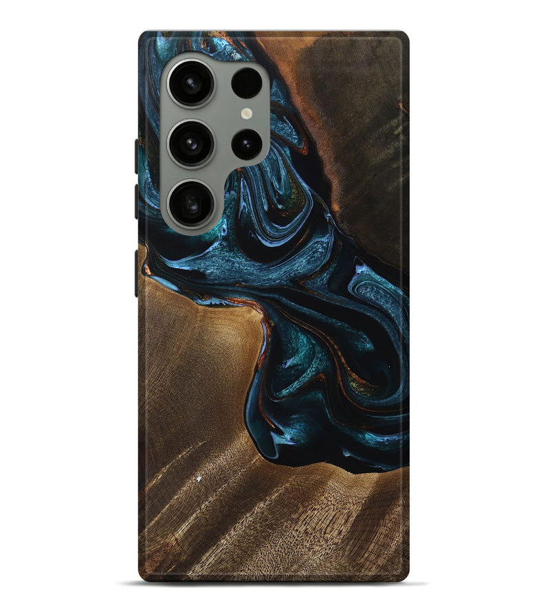 Galaxy S24 Ultra Wood Live Edge Phone Case - Nash (Teal & Gold, 755064)