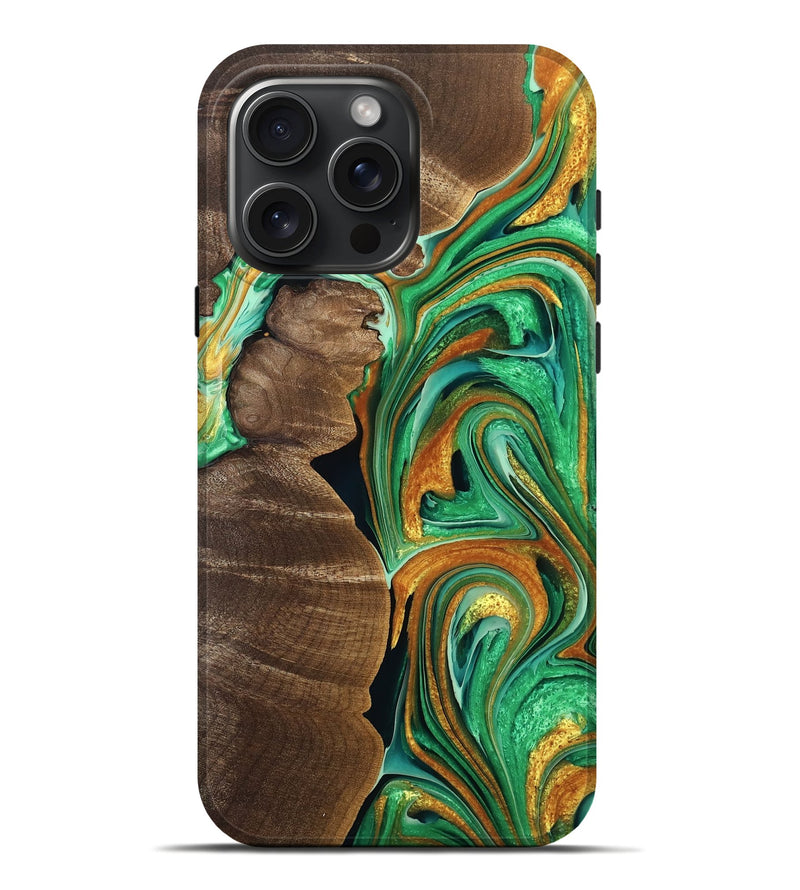 iPhone 16 Pro Max Wood Live Edge Phone Case - Devyn (Green, 755070)