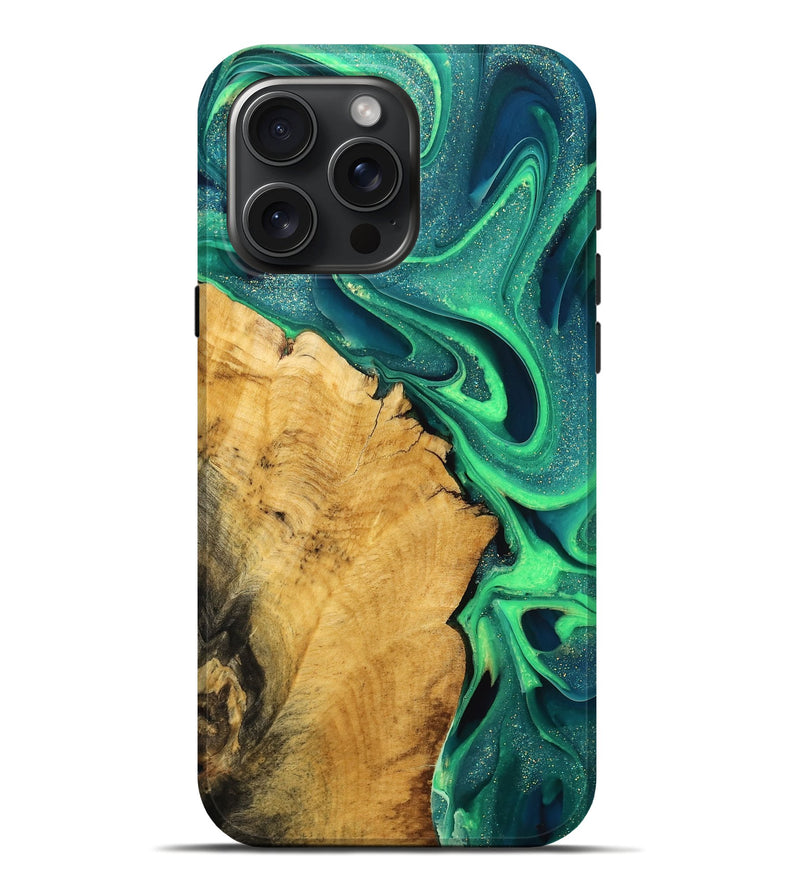 iPhone 16 Pro Max Wood Live Edge Phone Case - Keagan (Green, 755074)