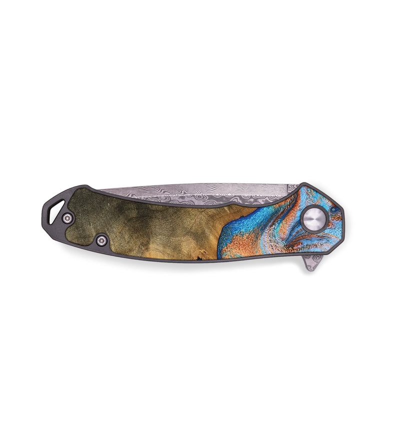 EDC Wood Pocket Knife - Aurelia (Teal & Gold, 755256)