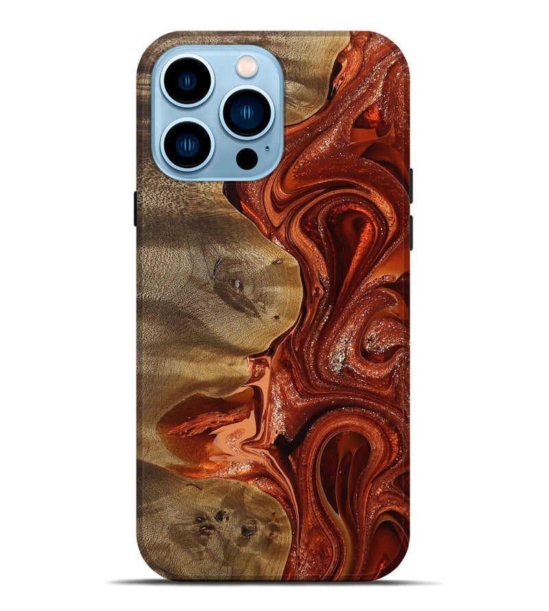 iPhone 14 Pro Max Wood Live Edge Phone Case - Damari (Red, 755351)