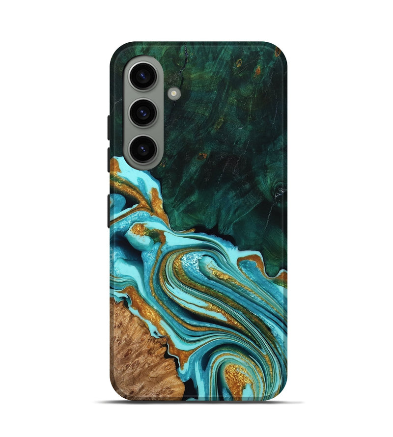 Galaxy S24 Wood Live Edge Phone Case - Tonja (Teal & Gold, 755378)