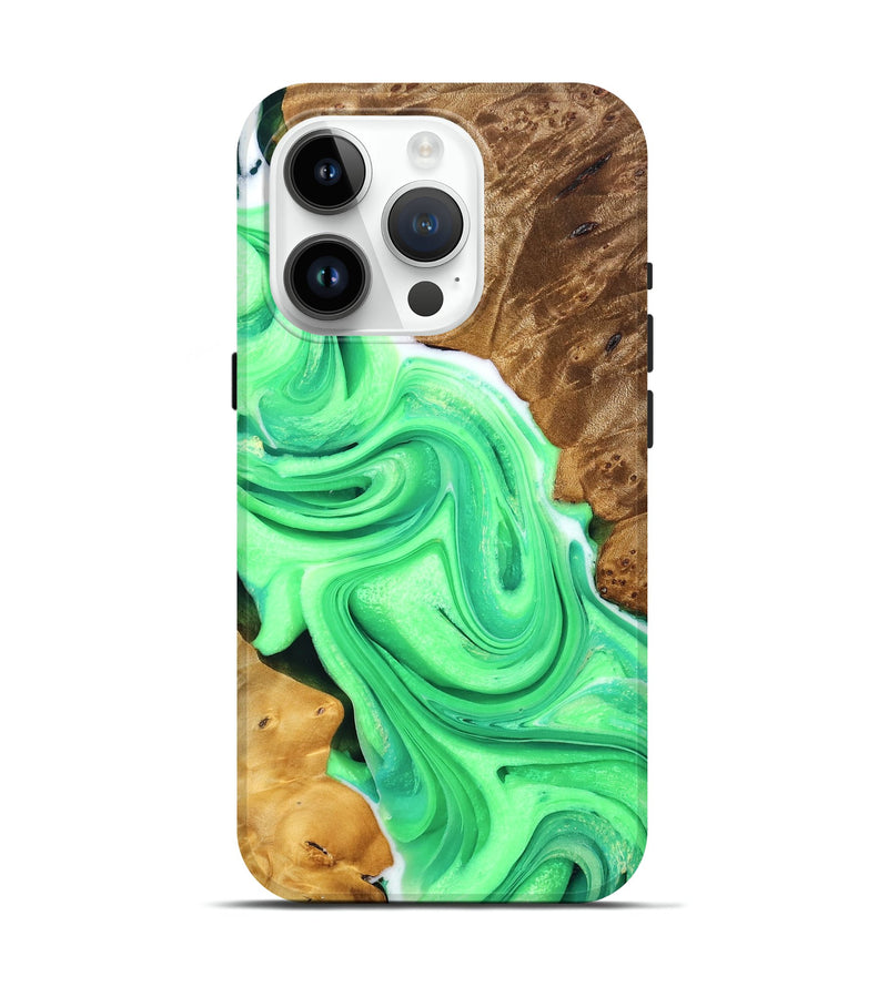 iPhone 15 Pro Wood Live Edge Phone Case - Abe (Green, 755652)