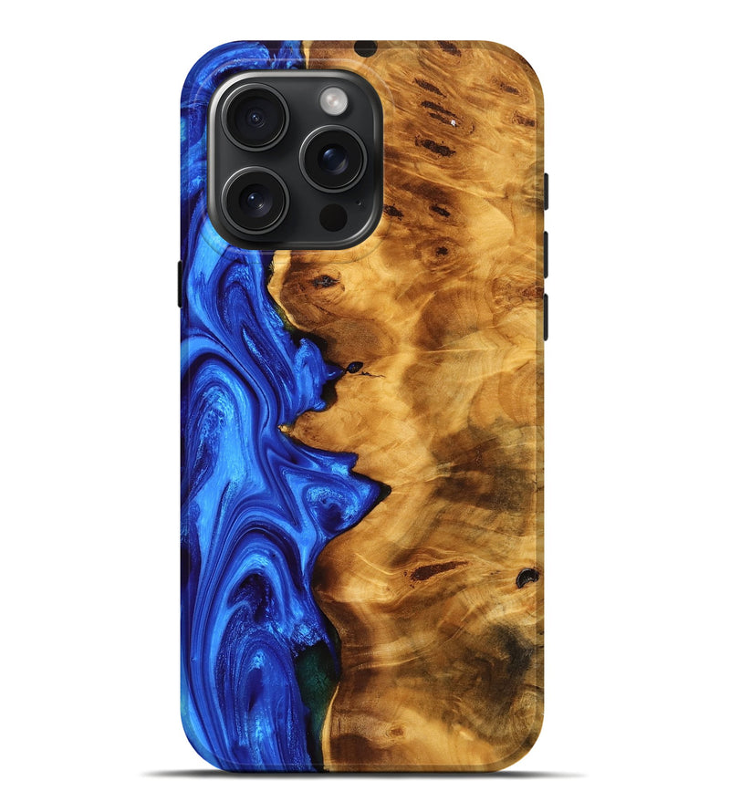 iPhone 16 Pro Max Wood Live Edge Phone Case - Dylan (Blue, 755657)