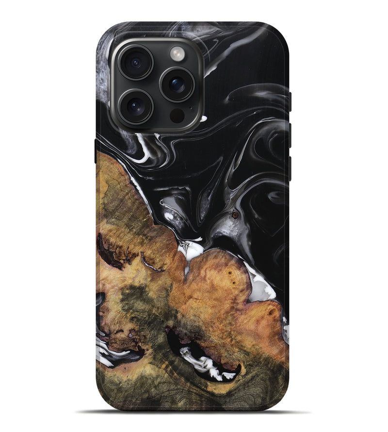 iPhone 16 Pro Max Wood Live Edge Phone Case - Lisa (Black & White, 756154)