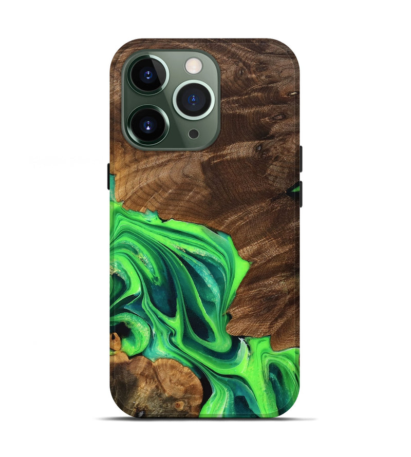 iPhone 13 Pro Wood Live Edge Phone Case - Riya (Green, 756204)