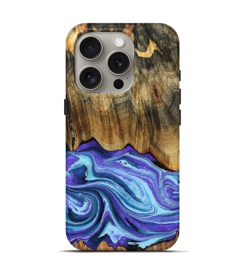 iPhone 16 Pro Wood Live Edge Phone Case - Birdie (Purple, 756205)