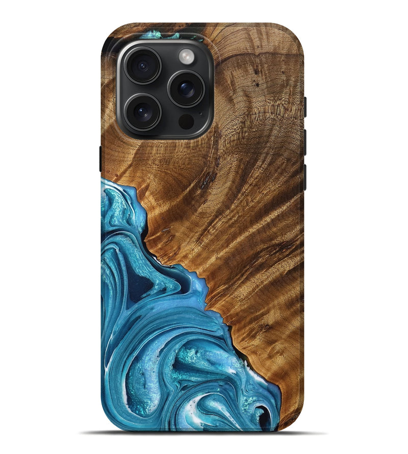 iPhone 16 Pro Max Wood Live Edge Phone Case - Elisha (Blue, 756221)