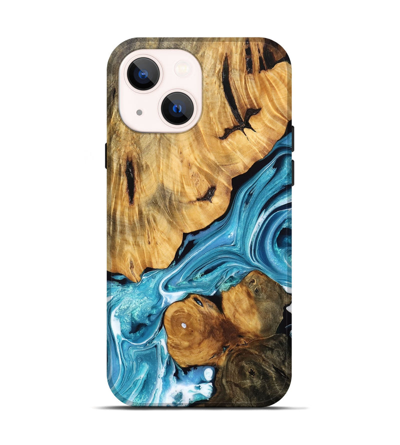 iPhone 14 Wood Live Edge Phone Case - Miranda (Blue, 756224)