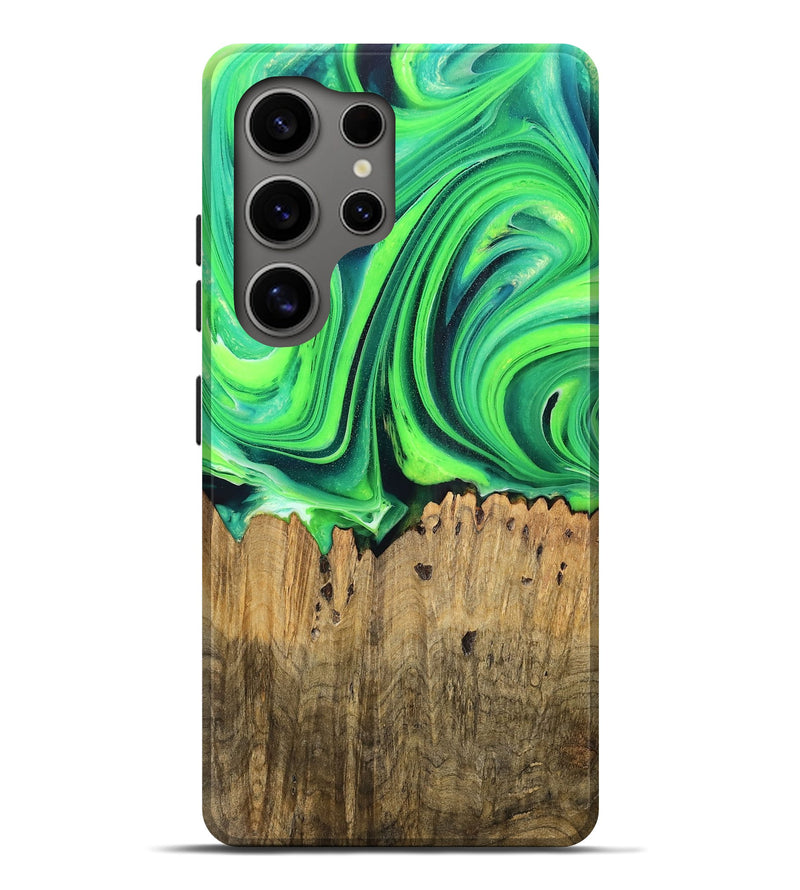 Galaxy S25 Ultra Wood Live Edge Phone Case - Cherry (Green, 756229)