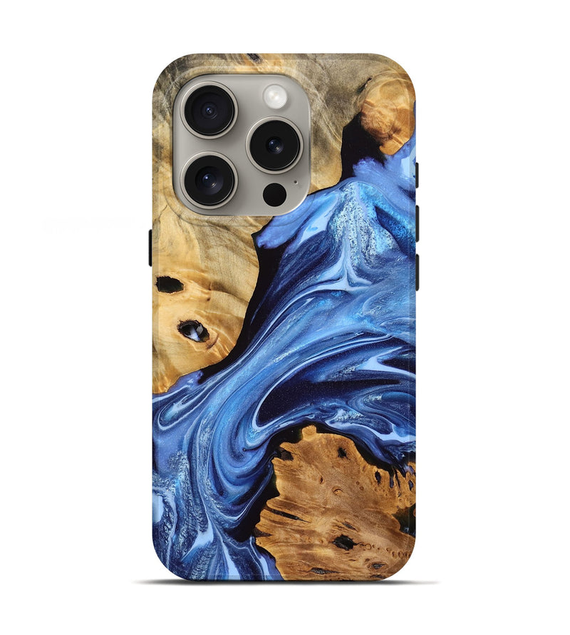 iPhone 16 Pro Wood Live Edge Phone Case - Aryanna (Blue, 756232)