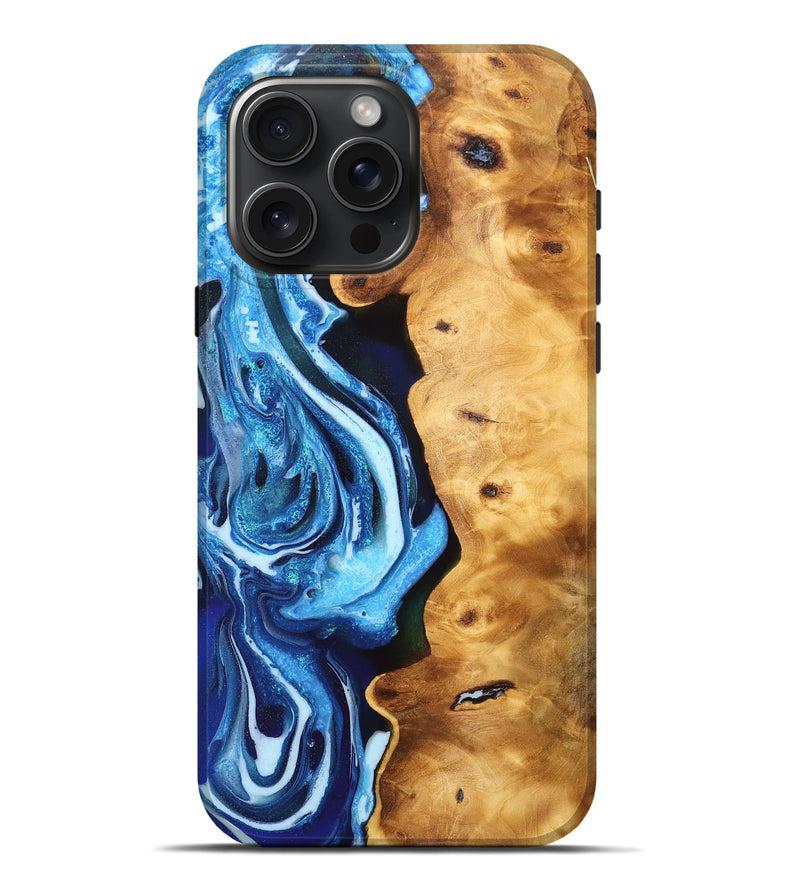 iPhone 16 Pro Max Wood Live Edge Phone Case - Jordy (Blue, 756236)