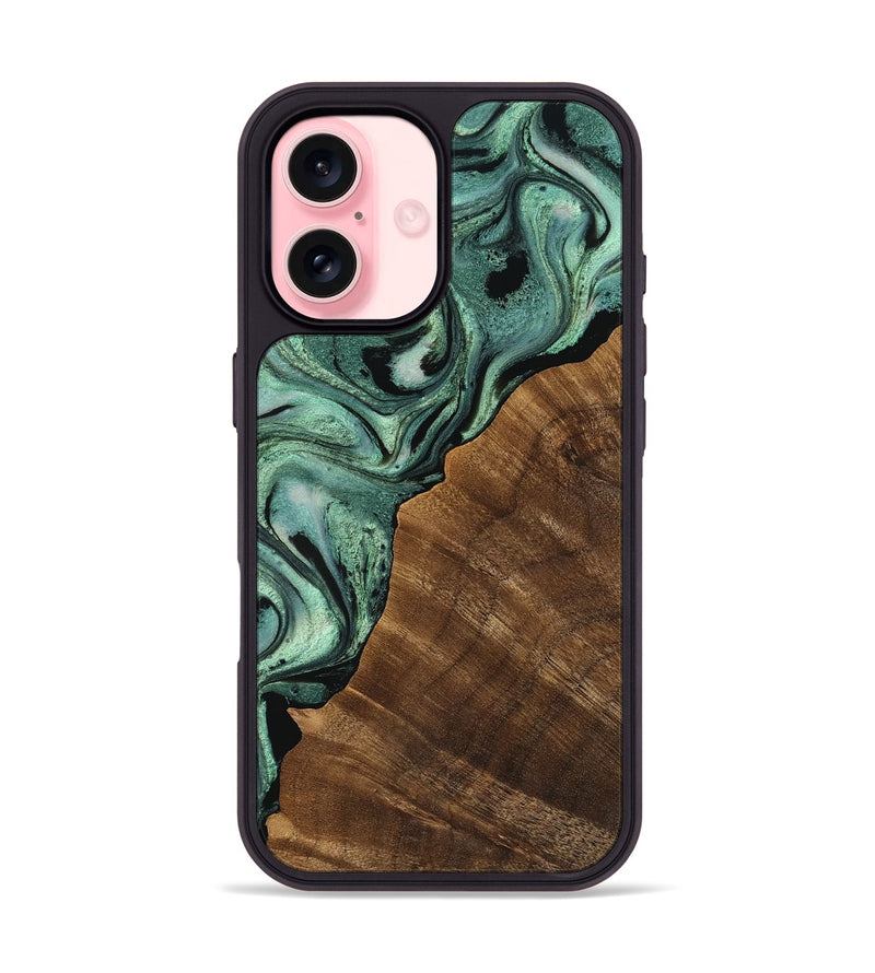 iPhone 16 Wood Phone Case - Rosie (Green, 756382)