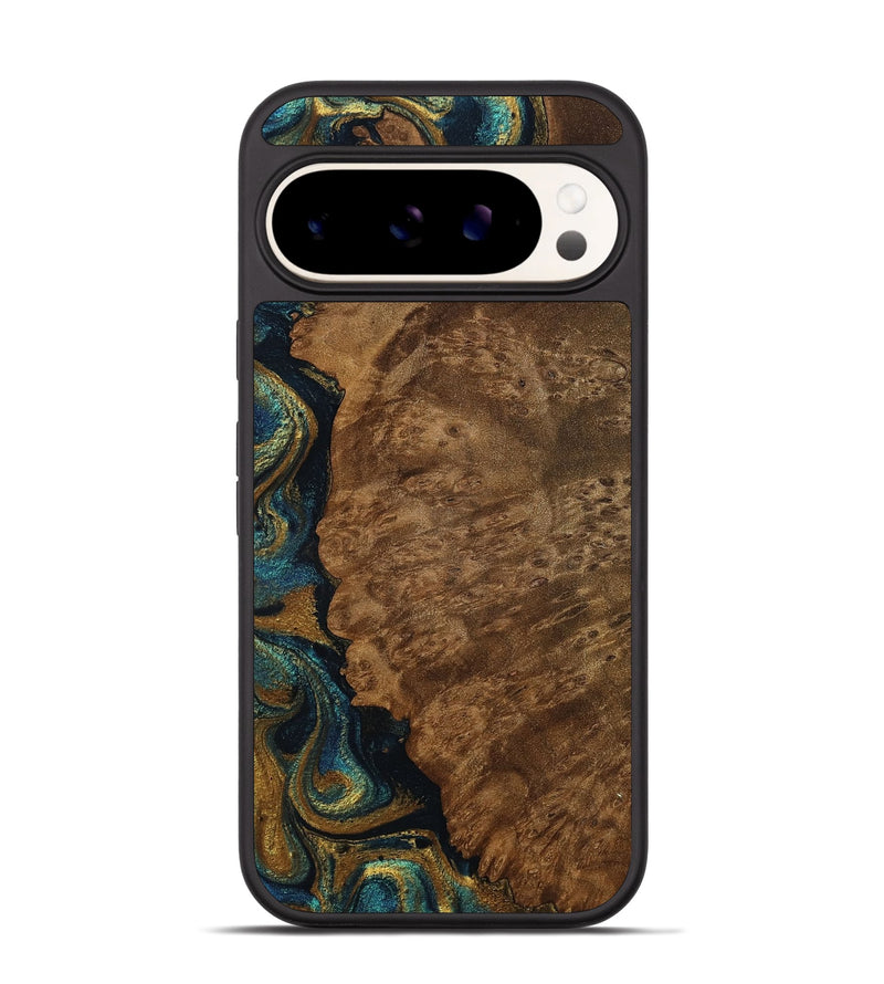 Pixel 9 Wood Phone Case - Freya (Teal & Gold, 756441)