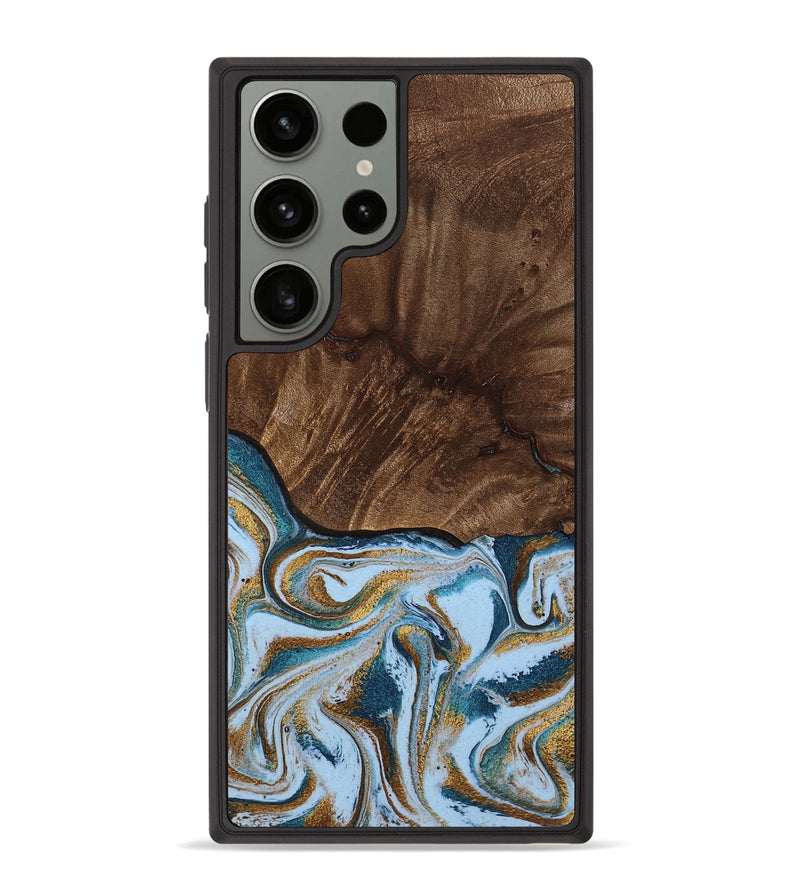 Galaxy S23 Ultra Wood Phone Case - Roselyn (Teal & Gold, 756452)