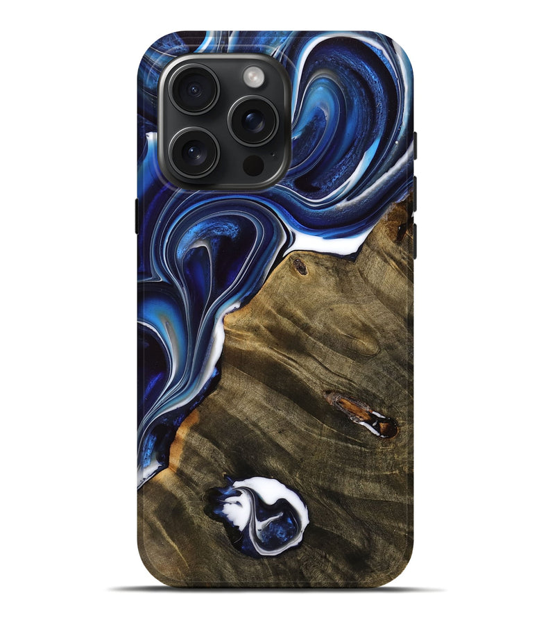 iPhone 16 Pro Max Wood Live Edge Phone Case - Oaklee (Blue, 756545)