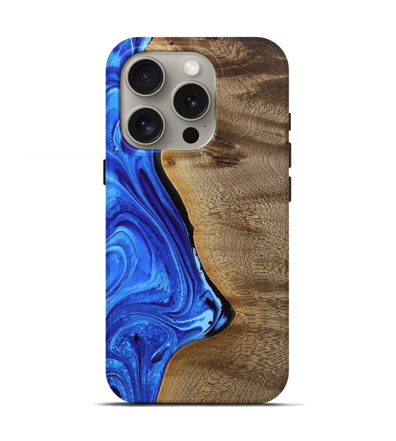iPhone 16 Pro Wood Live Edge Phone Case - Lewis (Blue, 756546)