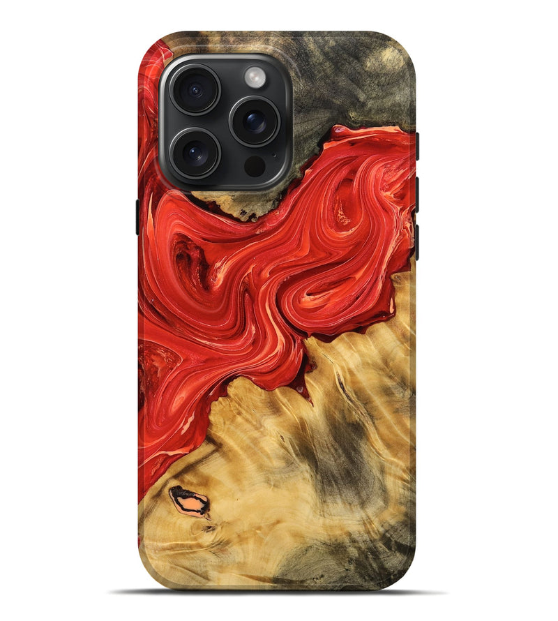iPhone 16 Pro Max Wood Live Edge Phone Case - Meghann (Red, 756553)