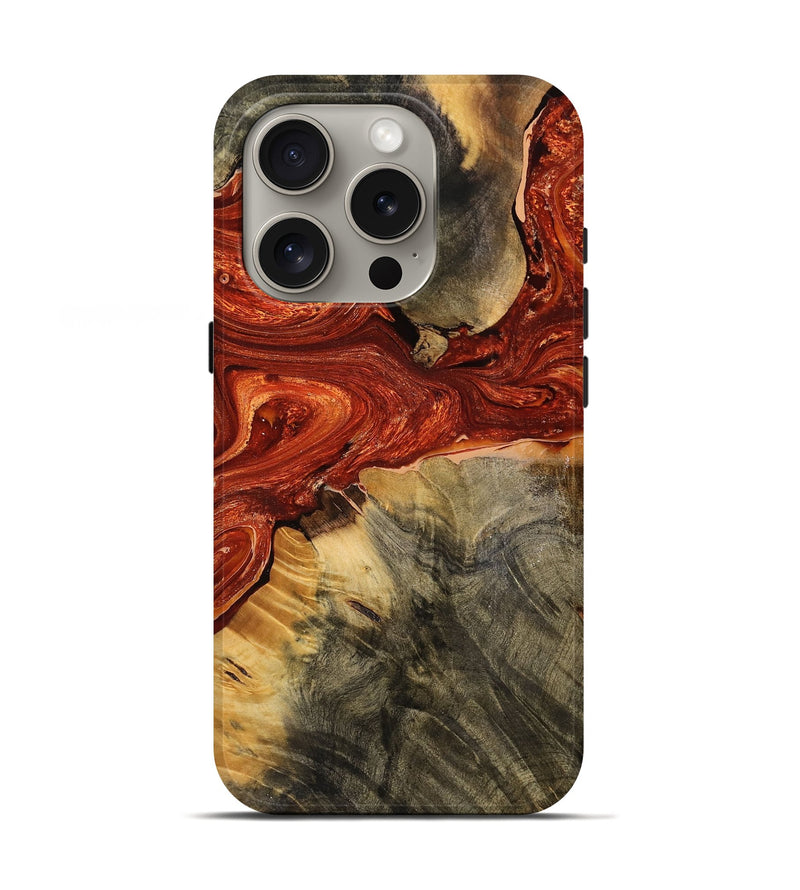 iPhone 16 Pro Wood Live Edge Phone Case - Marion (Red, 756556)