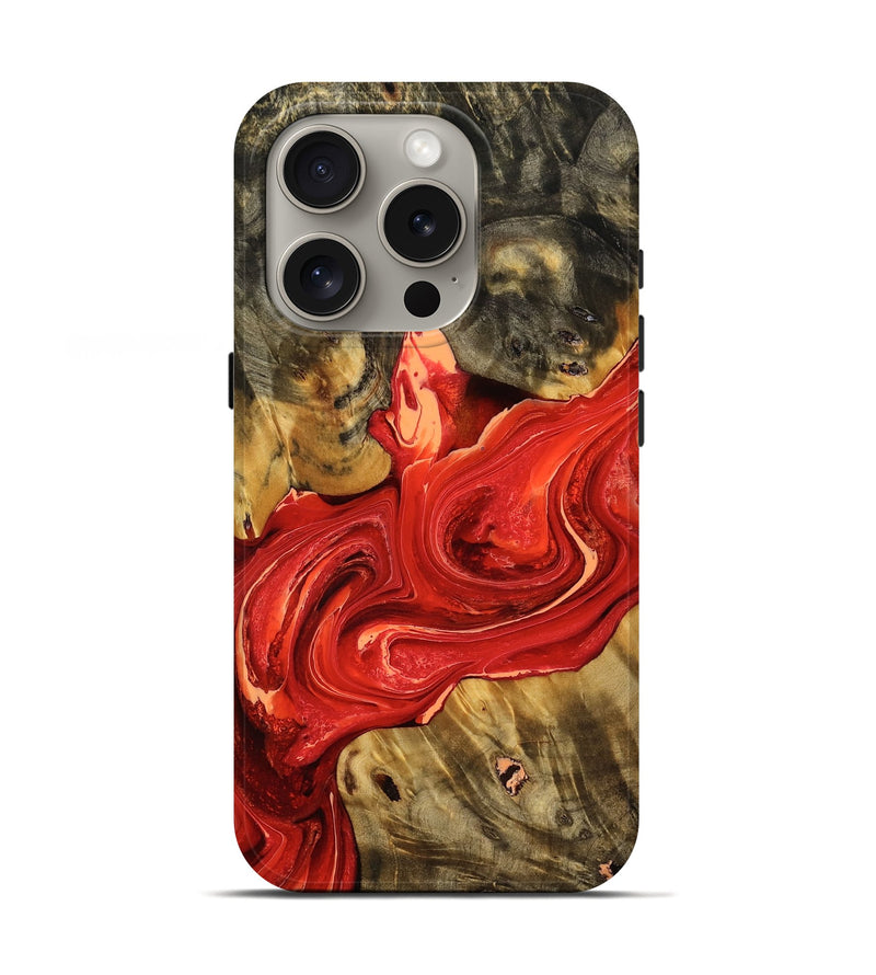 iPhone 16 Pro Wood Live Edge Phone Case - Kaley (Red, 756560)