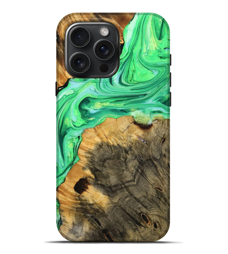 iPhone 16 Pro Max Wood Live Edge Phone Case - Elvira (Green, 756564)