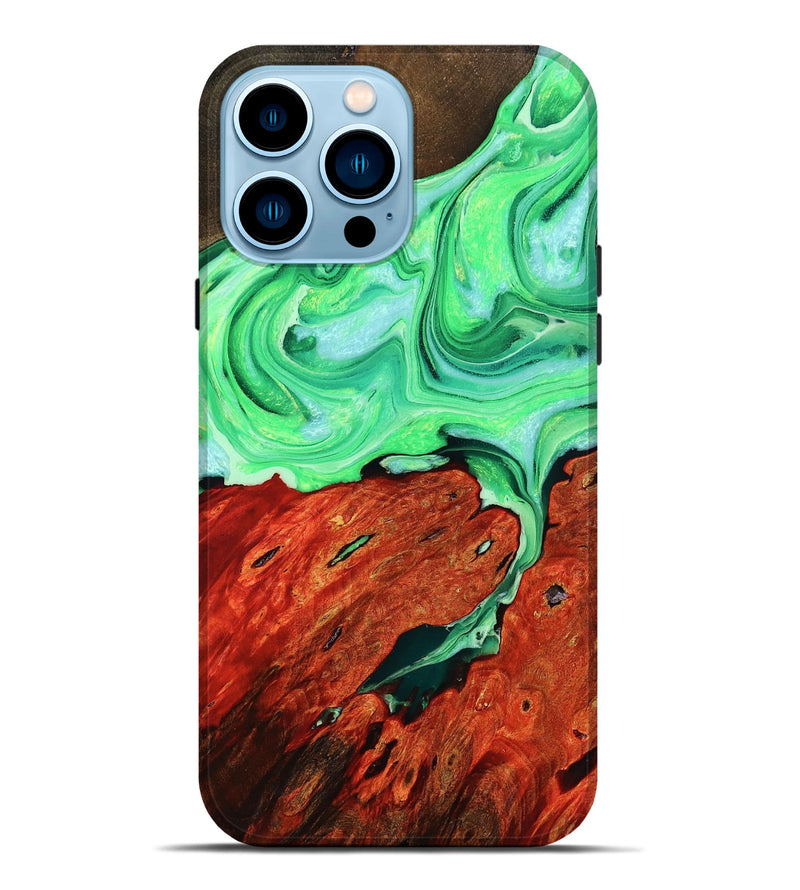 iPhone 14 Pro Max Wood Live Edge Phone Case - Mae (Green, 756570)