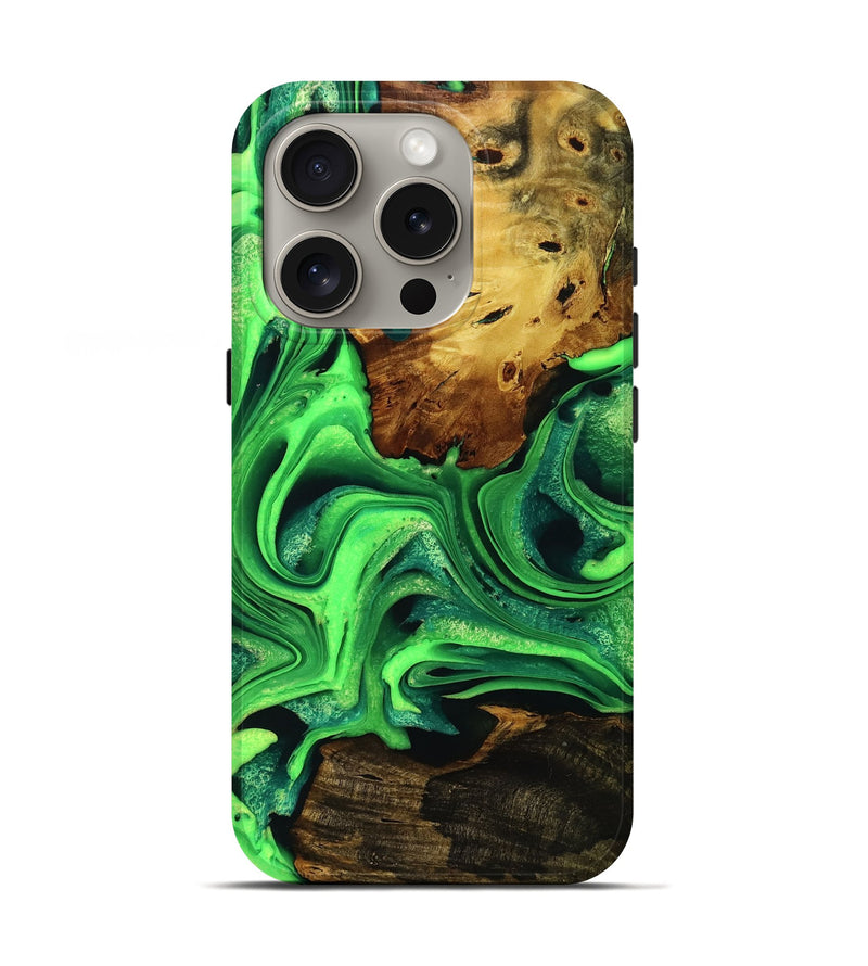 iPhone 16 Pro Wood Live Edge Phone Case - Dior (Green, 756576)