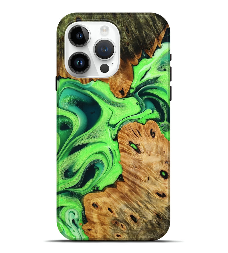 iPhone 15 Pro Max Wood Live Edge Phone Case - Eugenie (Green, 756579)