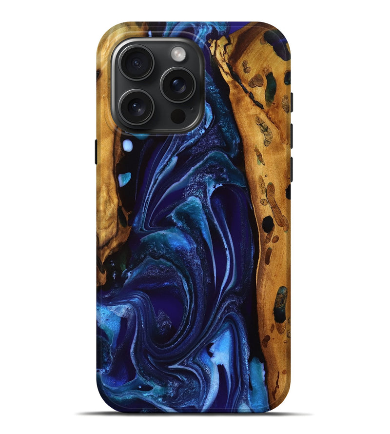 iPhone 16 Pro Max Wood Live Edge Phone Case - Micah (Blue, 756586)
