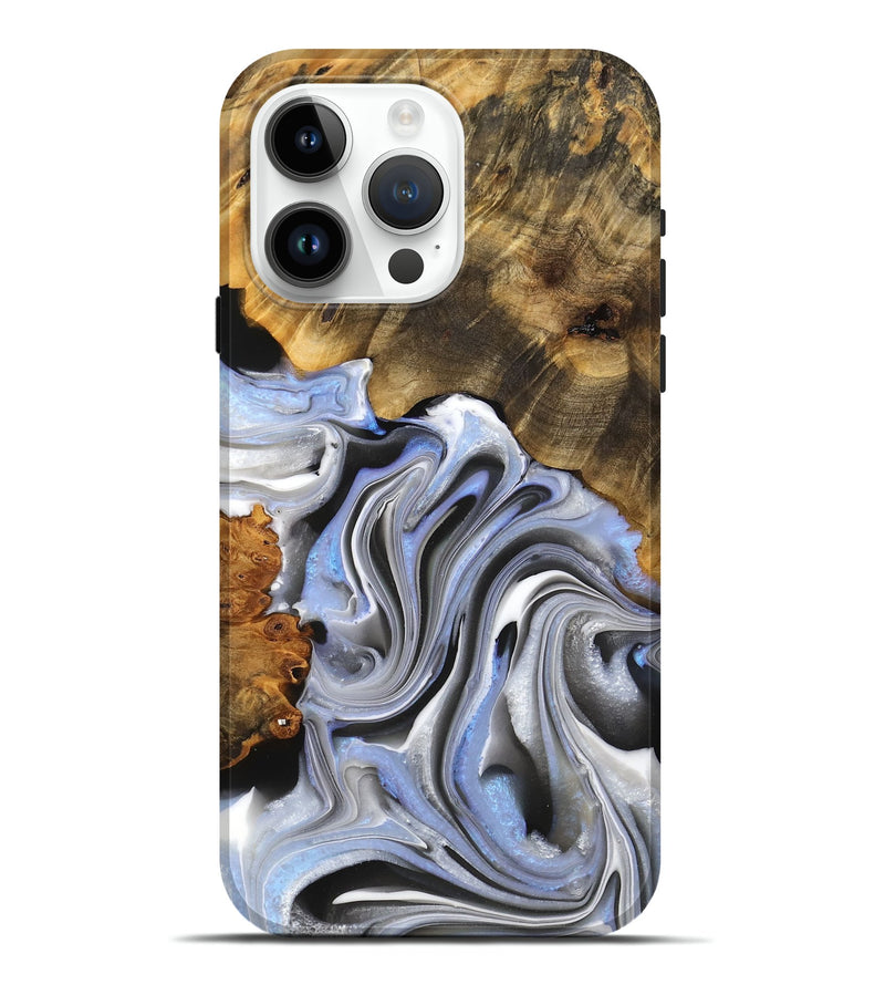 iPhone 15 Pro Max Wood Live Edge Phone Case - Ayla (Black & White, 756593)