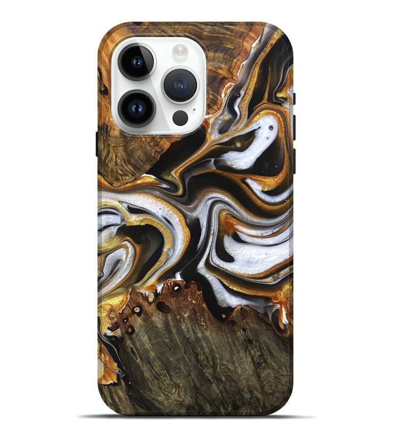 iPhone 15 Pro Max Wood Live Edge Phone Case - Gauge (Black & White, 756601)