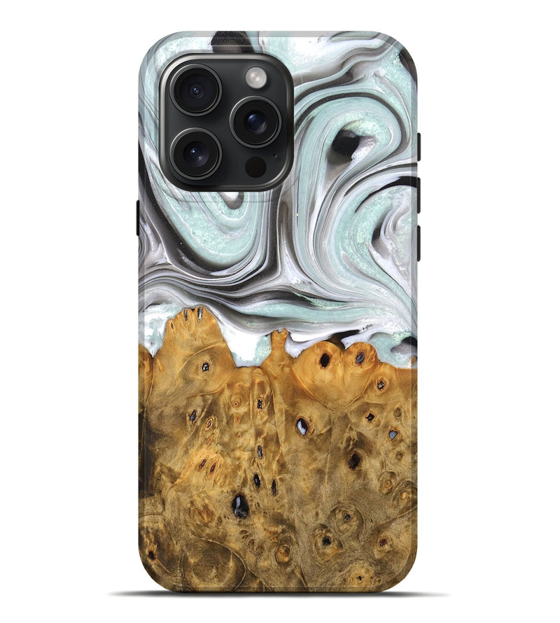 iPhone 16 Pro Max Wood Live Edge Phone Case - Victor (Black & White, 756602)