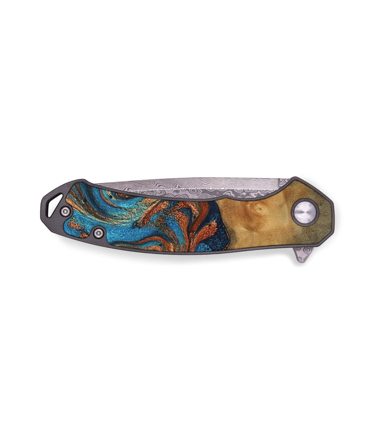EDC Wood Pocket Knife - Yesenia (Teal & Gold, 756766)
