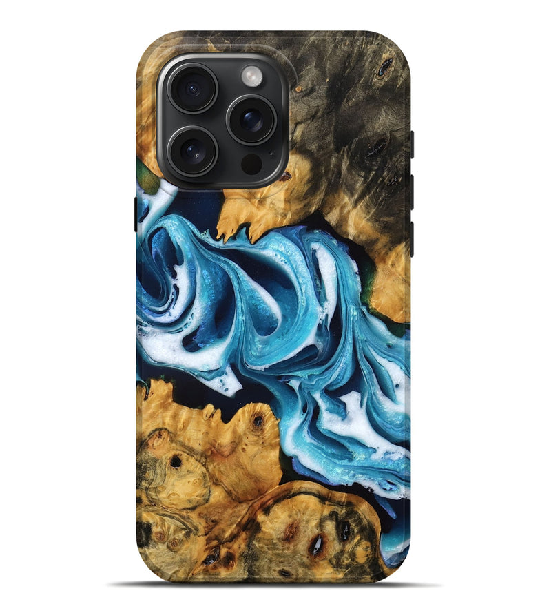 iPhone 16 Pro Max Wood Live Edge Phone Case - Ollie (Blue, 756986)