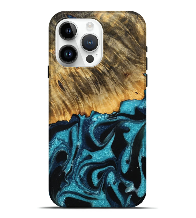 iPhone 15 Pro Max Wood Live Edge Phone Case - Bruce (Blue, 756989)
