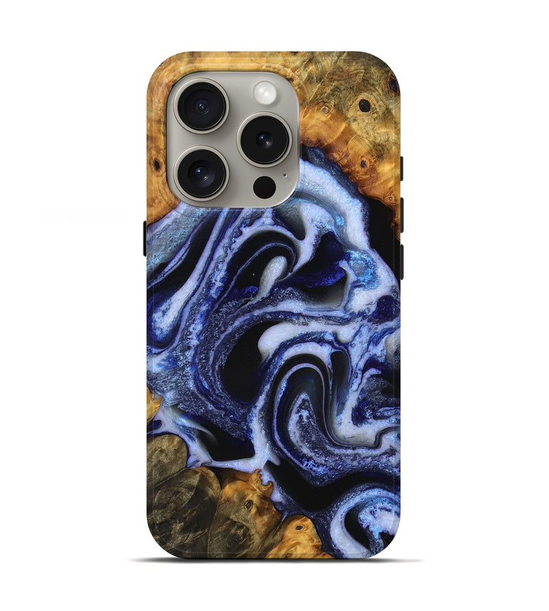 iPhone 16 Pro Wood Live Edge Phone Case - Nixon (Blue, 756991)