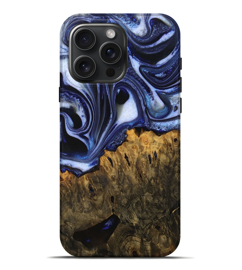 iPhone 16 Pro Max Wood Live Edge Phone Case - Ander (Blue, 756993)