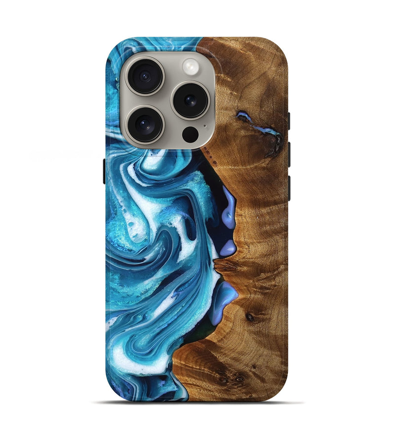 iPhone 16 Pro Wood Live Edge Phone Case - Jorge (Blue, 756994)
