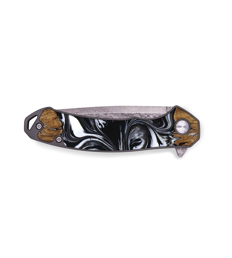 EDC Wood Pocket Knife - Pansy (Black & White, 757067)
