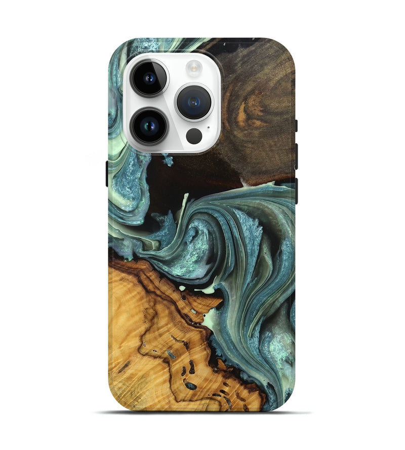 iPhone 15 Pro Wood Live Edge Phone Case - Nola (Green, 757147)