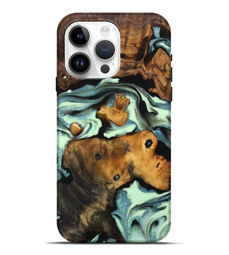 iPhone 15 Pro Max Wood Live Edge Phone Case - Arely (Green, 757148)