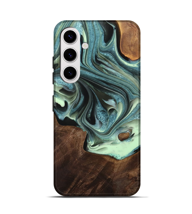 Galaxy S25 Wood Live Edge Phone Case - Pierce (Green, 757149)
