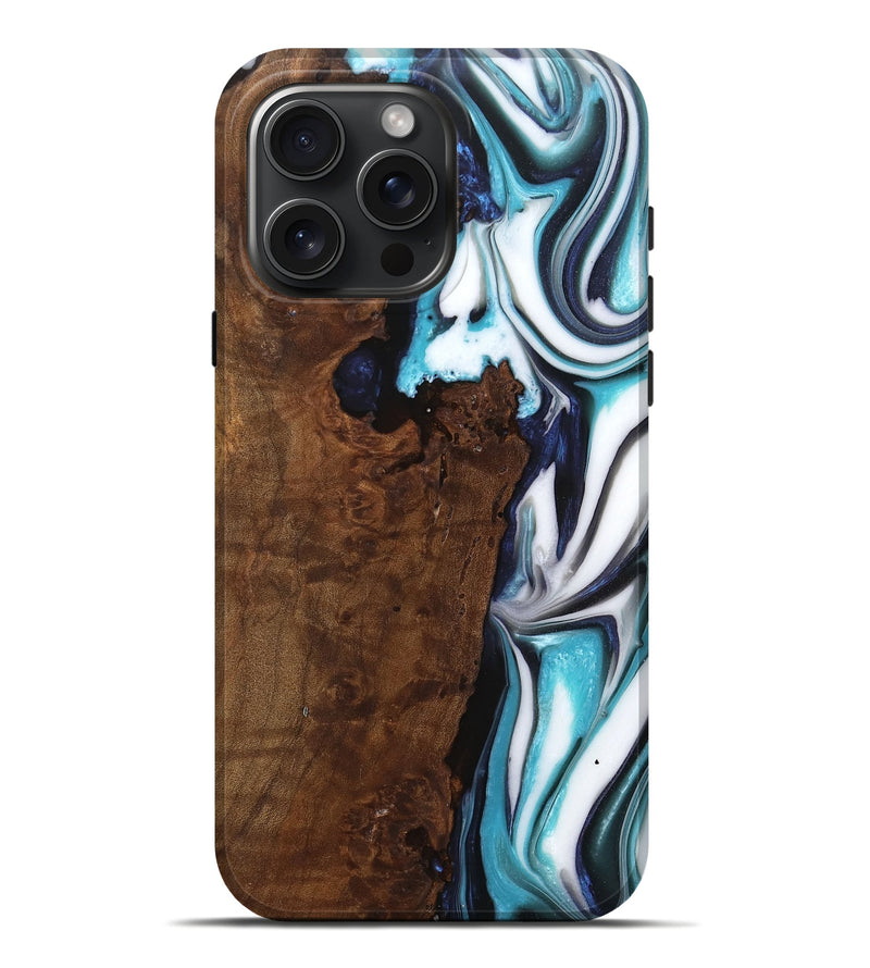 iPhone 16 Pro Max Wood Live Edge Phone Case - Ruben (Blue, 757151)