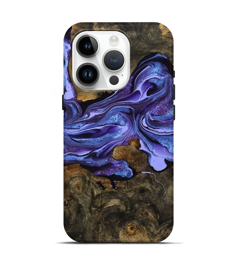 iPhone 15 Pro Wood Live Edge Phone Case - Erastus (Purple, 757155)