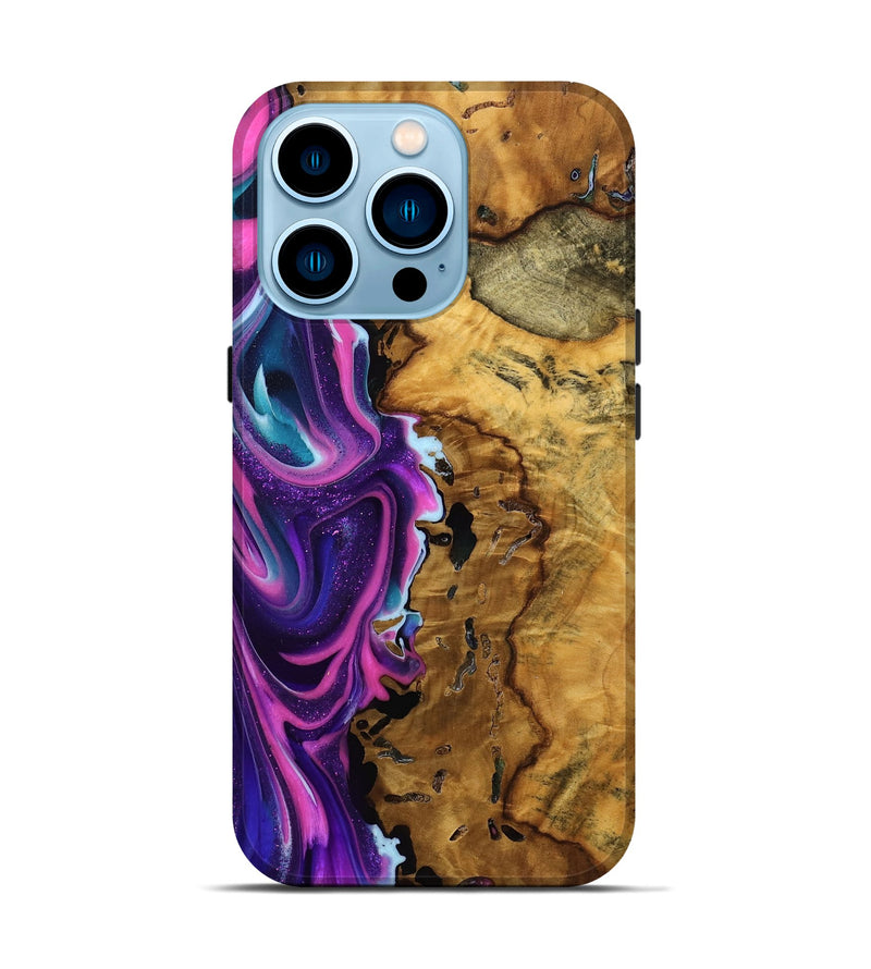 iPhone 14 Pro Wood Live Edge Phone Case - Sheldon (Purple, 757156)