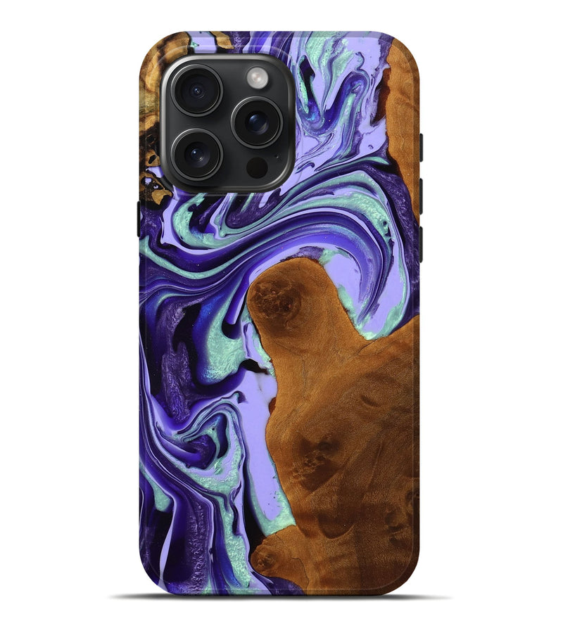 iPhone 16 Pro Max Wood Live Edge Phone Case - Cash (Purple, 757158)