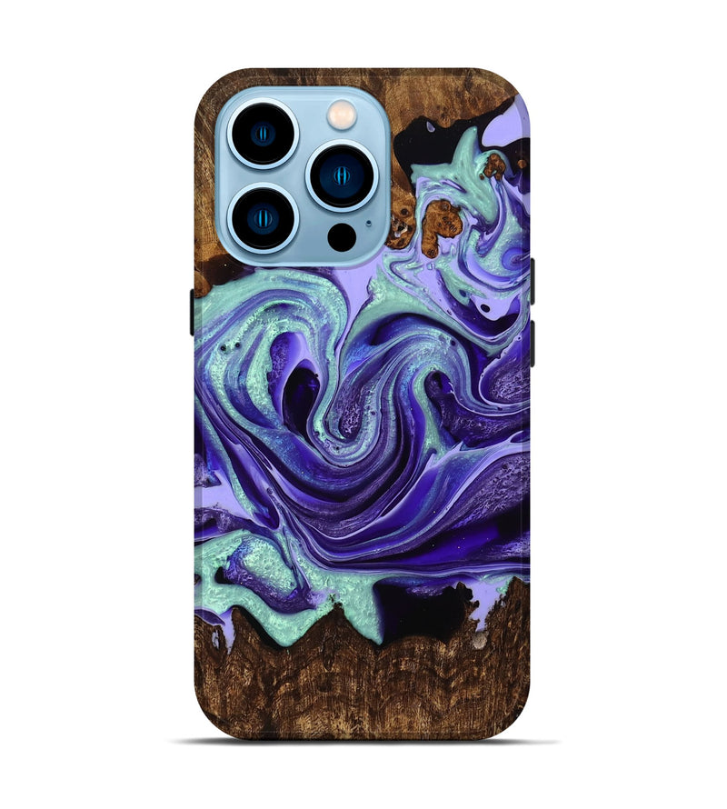 iPhone 14 Pro Wood Live Edge Phone Case - Fatima (Purple, 757166)