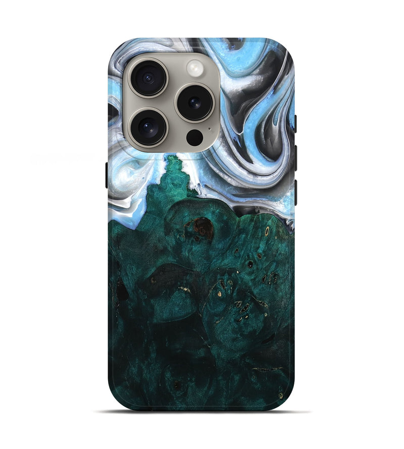 iPhone 16 Pro Wood Live Edge Phone Case - Lynn (Blue, 757430)