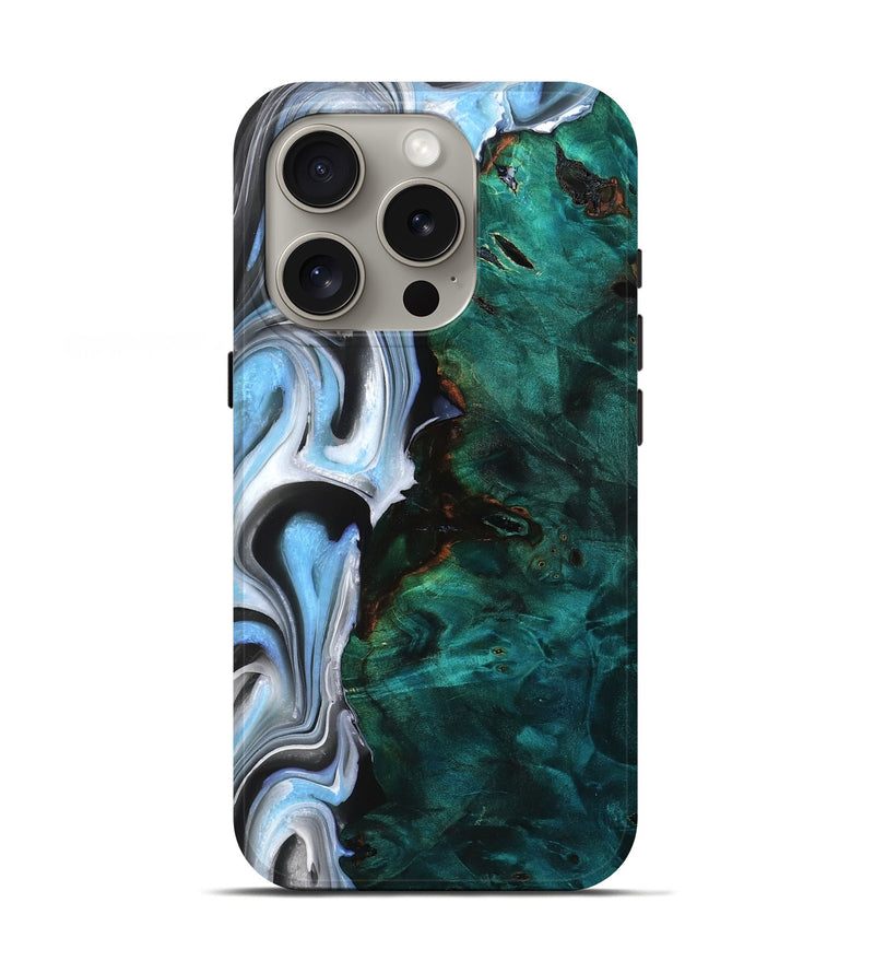 iPhone 16 Pro Wood Live Edge Phone Case - Dale (Blue, 757434)